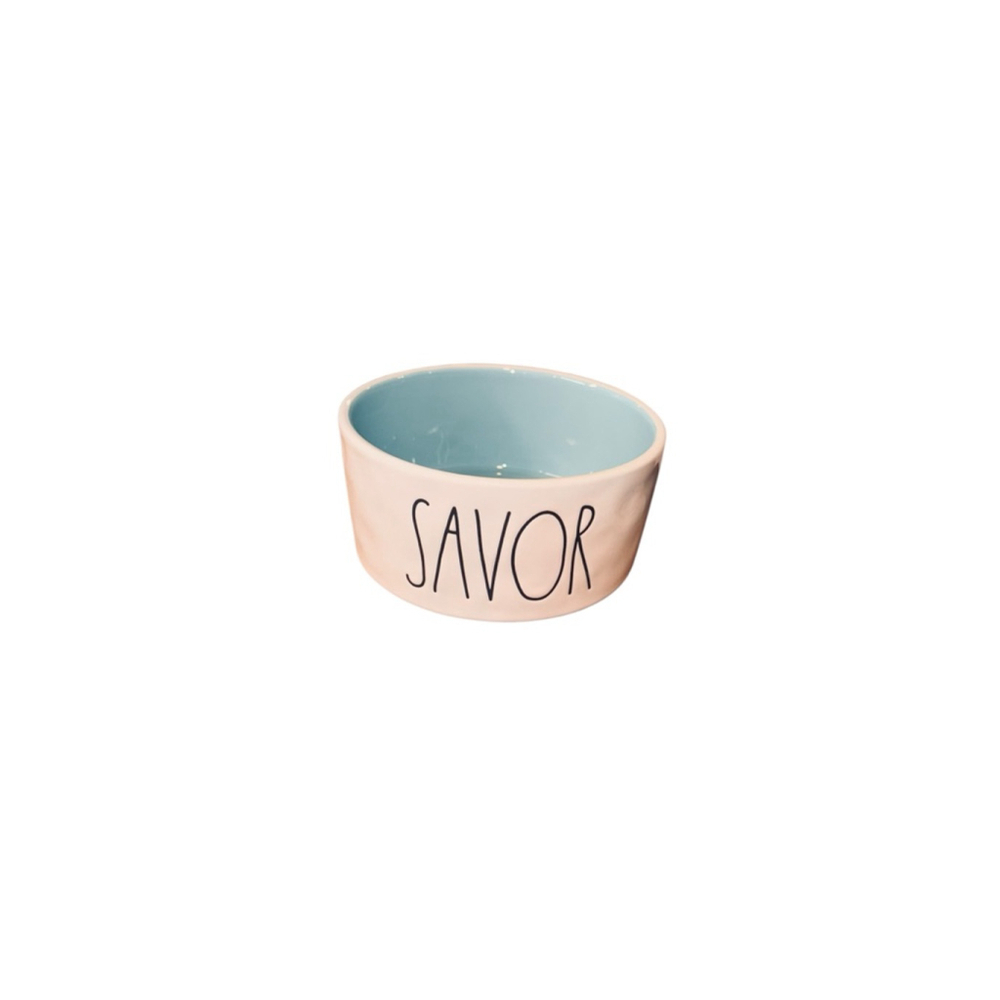Rae Dunn SAVOR Cream Light Blue One Size pet Bowl